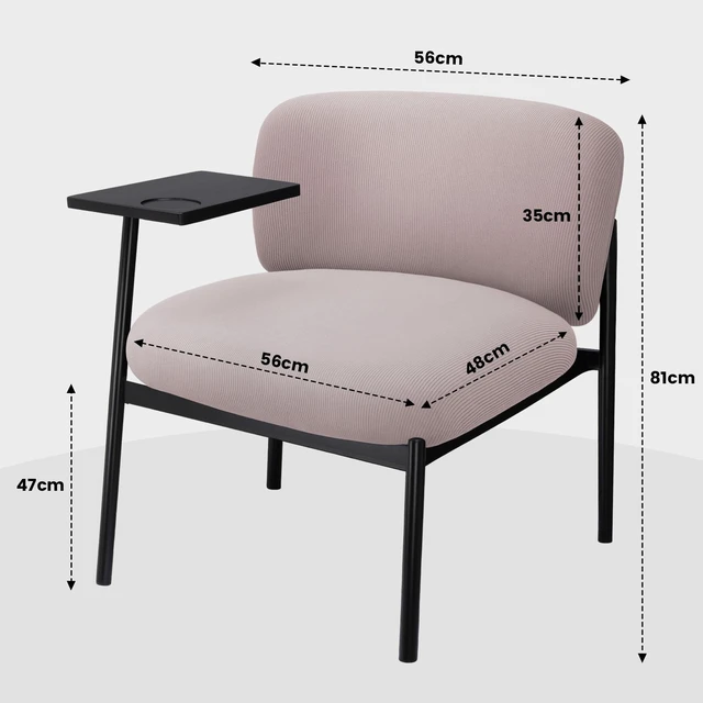 Alt view image 7 of 7 - GTPLAYER Accent Leisure Chair, Lounge Relaxing Chair with 270° Rotating Small Table, Modern Upholstered Chairs with Metal Legs for Living Room/Bedroom/Garden Deep Rose