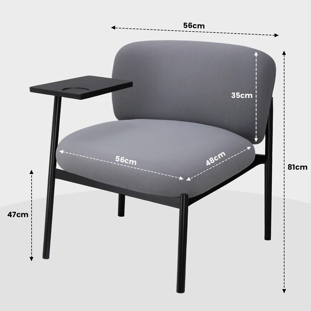 Alt view image 7 of 7 - GTPLAYER Accent Leisure Chair, Lounge Relaxing Chair with 270° Rotating Small Table, Modern Upholstered Chairs with Metal Legs for Living Room/Bedroom/Garden Grey