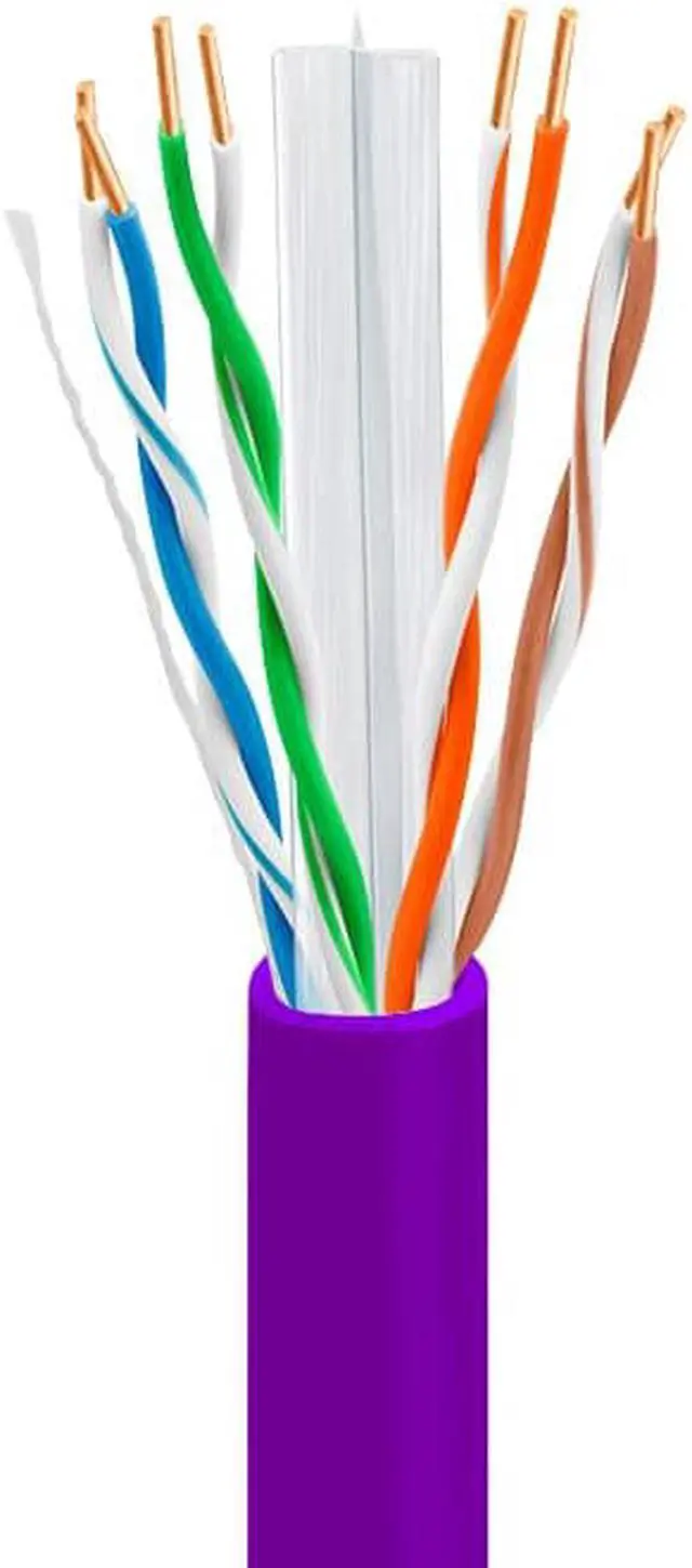 Alt view image 2 of 5 - CAT6 Plenum (CMP) Cable, 100% Solid Bare Copper, 1000FT | 23AWG 4Pair, Solid 550MHz Network Cable Unshielded Twisted Pair (UTP) Purple