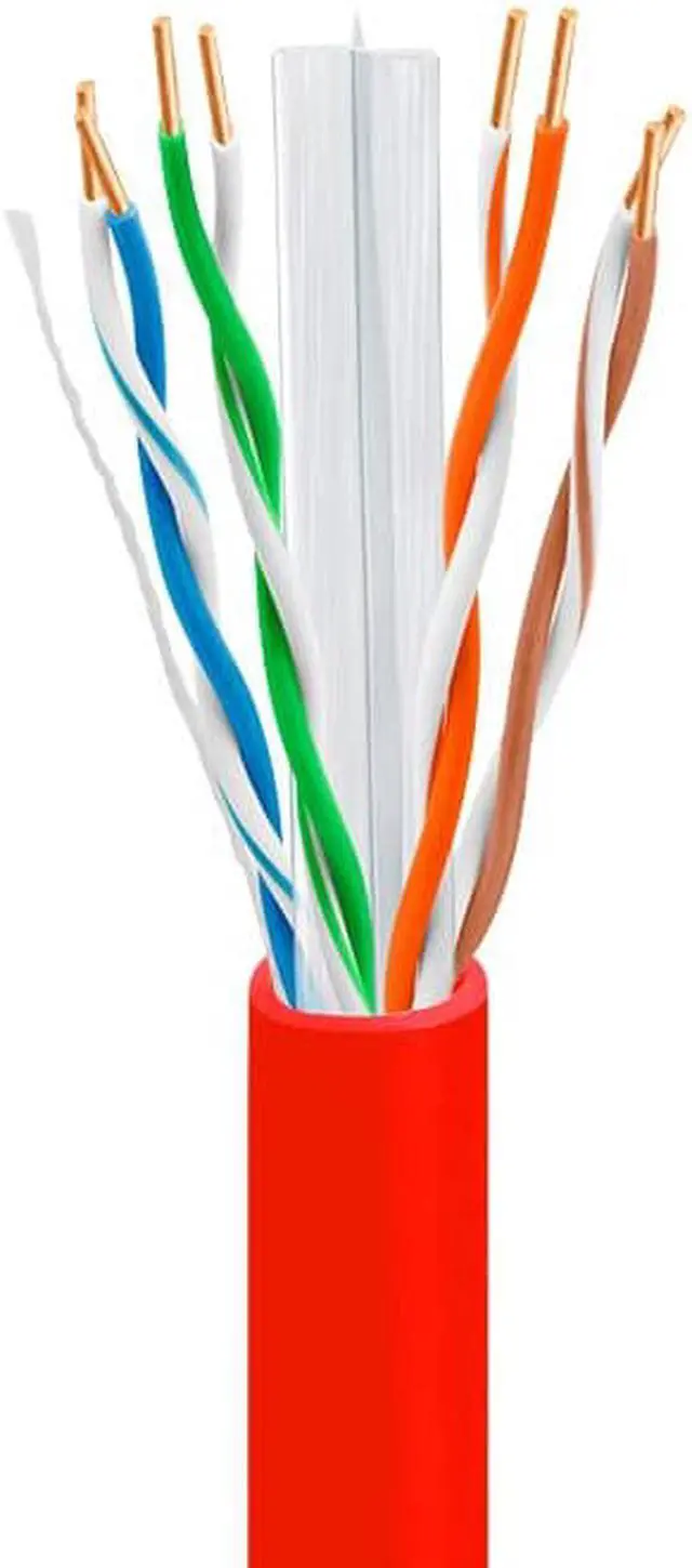 Alt view image 2 of 5 - CAT6 Plenum (CMP) Cable, 100% Solid Bare Copper, 1000FT | 23AWG 4Pair, Solid 550MHz Network Cable Unshielded Twisted Pair (UTP) Red