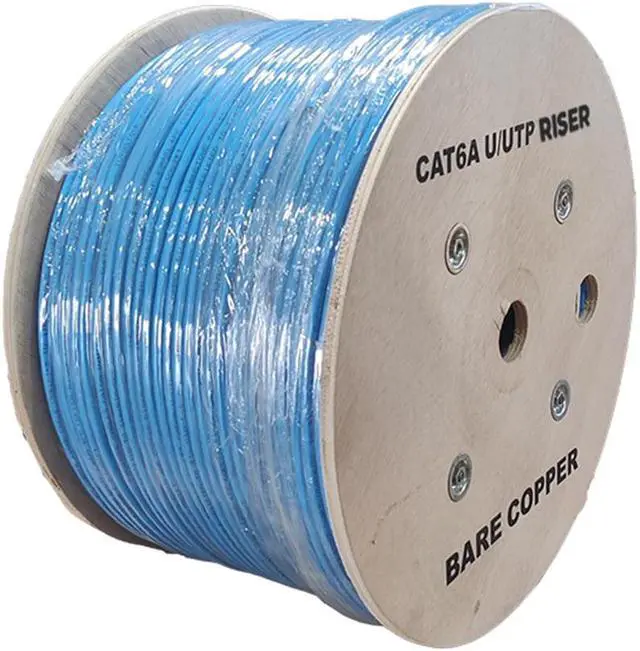 Alt view image 2 of 3 - TS Cables Cat6a 1000ft UTP Riser Bare Copper 23 AWG Solid CMR Cable Blue