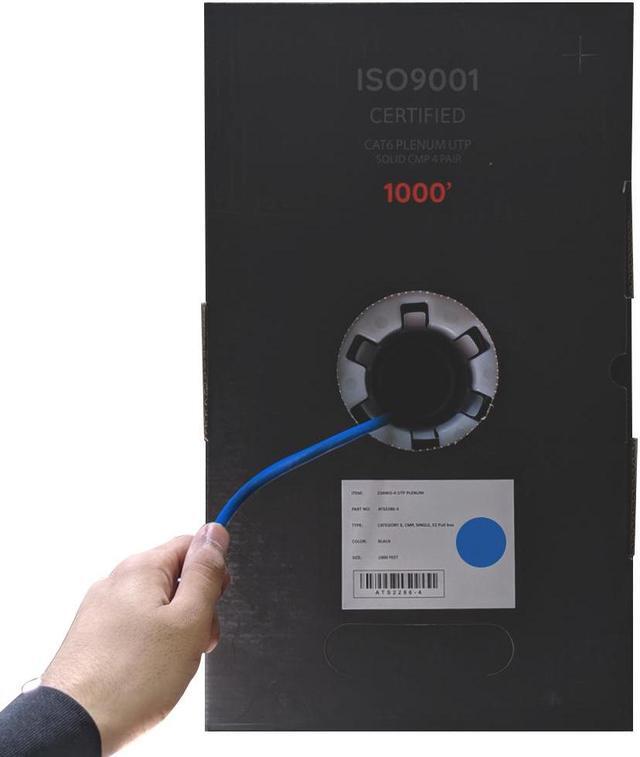 Alt view image 2 of 7 - Cat6 Plenum 1000 ft Bulk CMP 550 Mhz Ethernet Rated Cable Blue