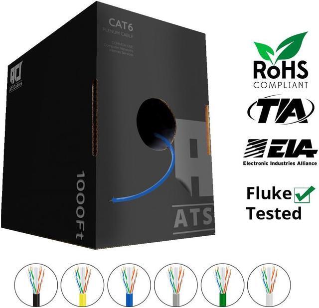 Main image of Cat6 Plenum 1000 ft Bulk CMP 550 Mhz Ethernet Rated Cable Blue