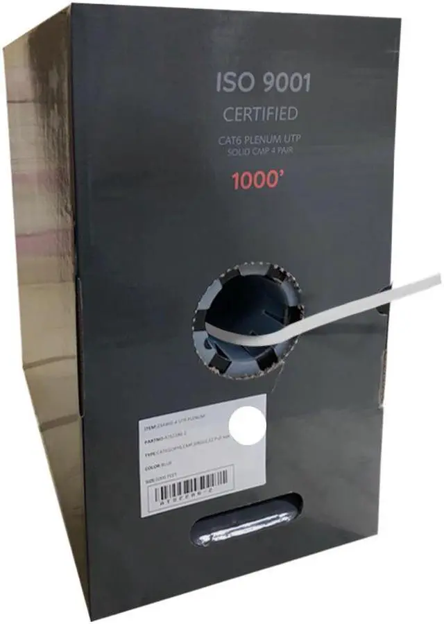 Alt view image 3 of 4 - Cat6 Plenum 1000 ft Bulk CMP 550 Mhz Ethernet Rated Cable White