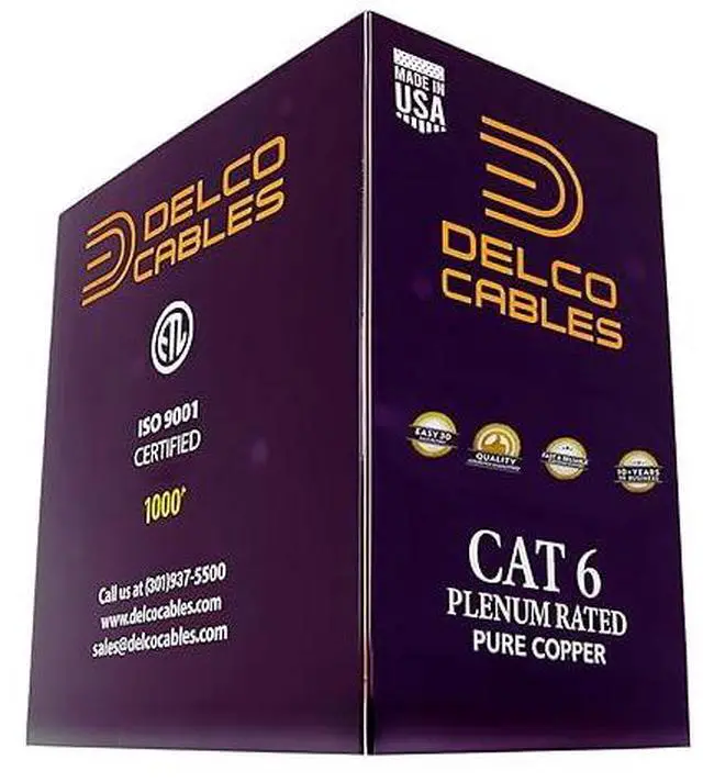 Main image of ETL Listed Cat6 Plenum 1000ft Solid Bare Copper 550 Mhz Ethernet Cable Orange