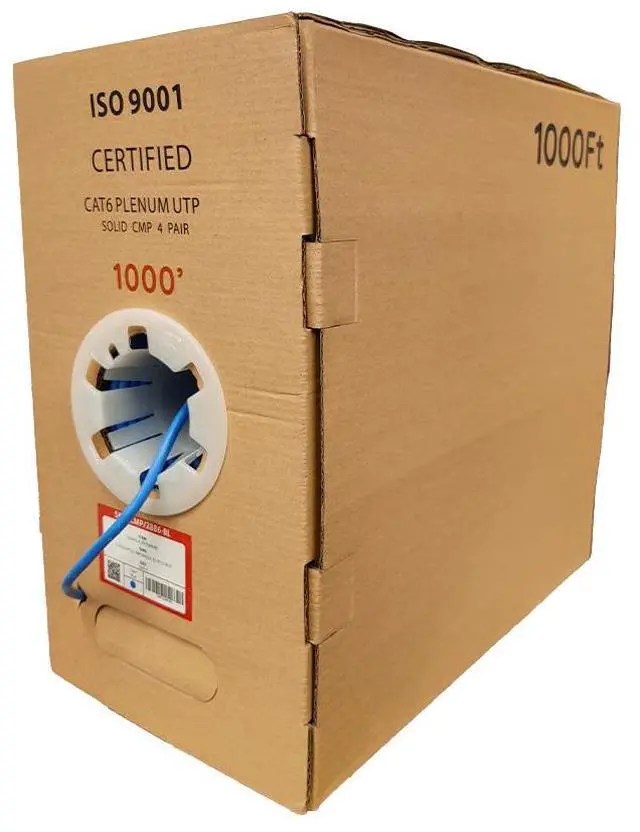 Alt view image 2 of 4 - ATS Cat6 Plenum 1000ft 550 Mhz 23 Awg Ethernet Networking Bulk Cable Blue