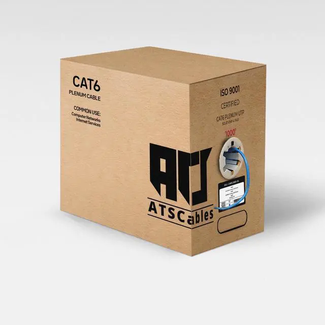 Main image of ATS Cat6 Plenum 1000ft 550 Mhz 23 Awg Ethernet Networking Bulk Cable Blue