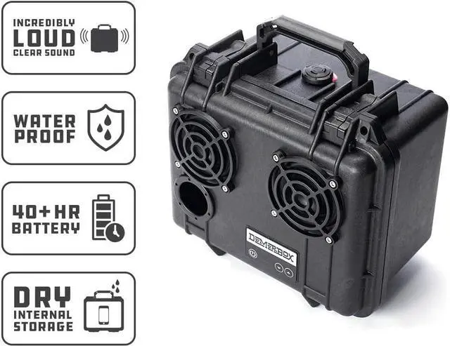 Alt view image 3 of 7 - DemerBox: Waterproof, Portable, and Rugged Outdoor Bluetooth Speakers. Loud Sound+Deep Bass, 40+ hr Battery Life, Dry Box + USB Charging, Built to Last + Fully Serviceable  (Black)
