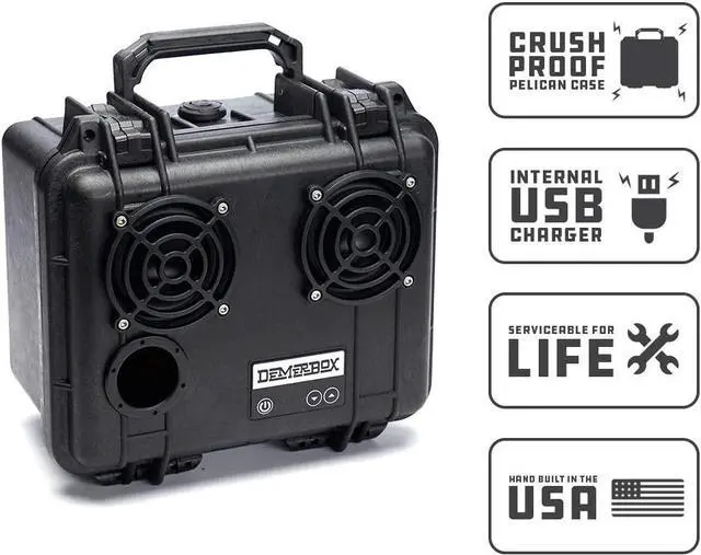Alt view image 2 of 7 - DemerBox: Waterproof, Portable, and Rugged Outdoor Bluetooth Speakers. Loud Sound+Deep Bass, 40+ hr Battery Life, Dry Box + USB Charging, Built to Last + Fully Serviceable  (Black)