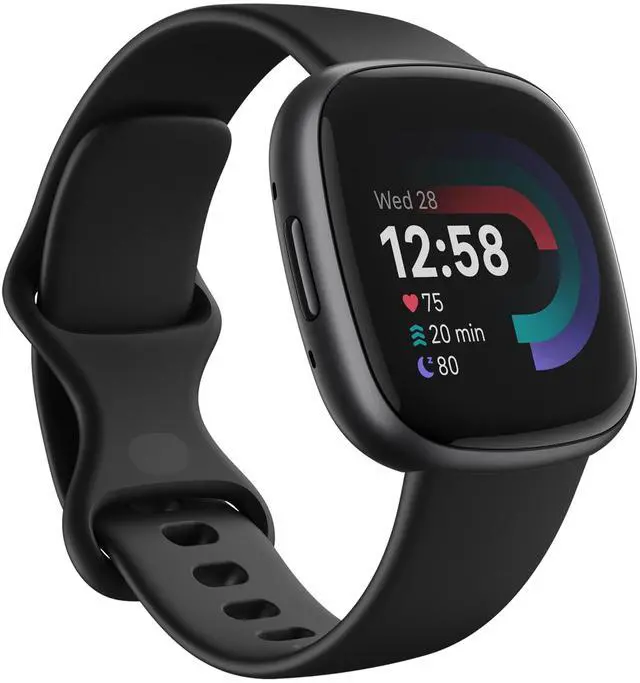 Alt view image 3 of 3 - Fitbit Versa 4 Smartwatch Black Graphite GPS Fitness Tracker