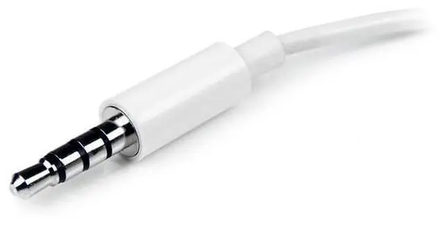 Alt view image 5 of 5 - White headset adapter for headsets with separate headphone / microphone plugs - 3.5mm 4 position to 2x 3 position 3.5mm M/F