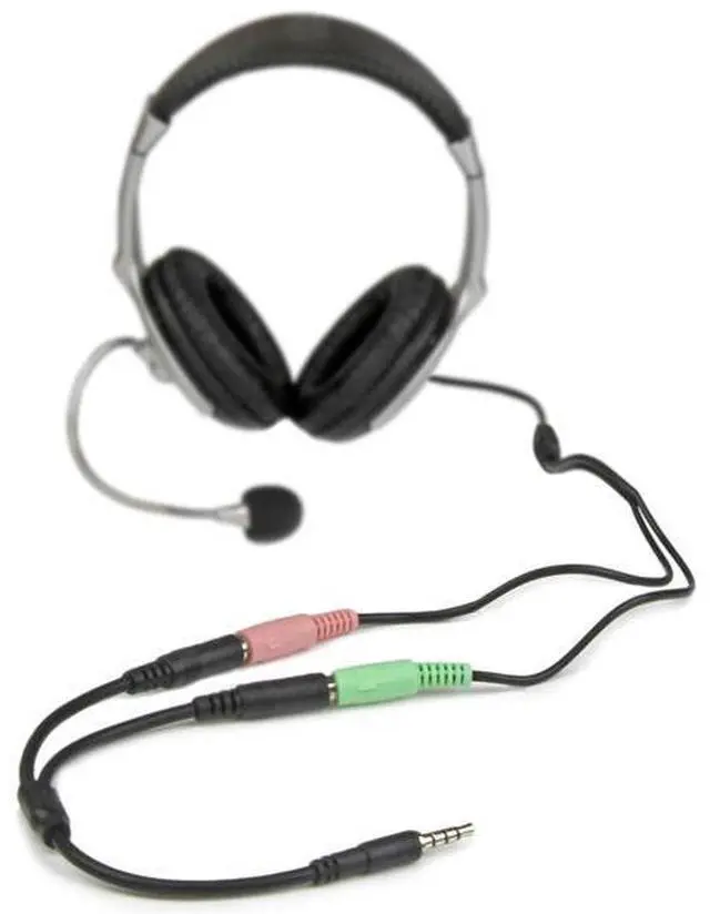 Alt view image 3 of 5 - Headset adapter for headsets with separate headphone / microphone plugs - 3.5mm 4 position to 2x 3 position 3.5mm M/F