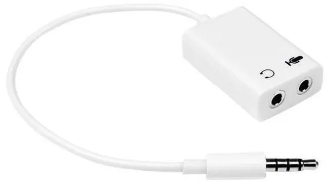 Main image of White headset adapter for headsets with separate headphone / microphone plugs - 3.5mm 4 position to 2x 3 position 3.5mm M/F