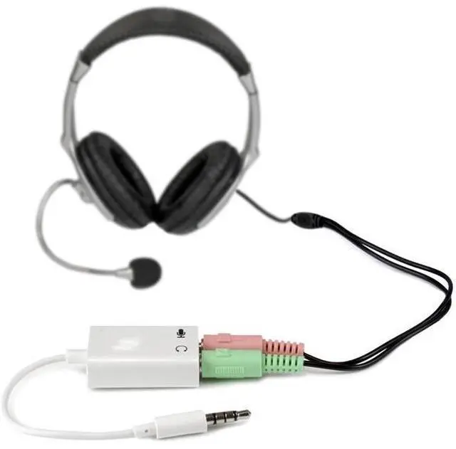 Alt view image 3 of 5 - White headset adapter for headsets with separate headphone / microphone plugs - 3.5mm 4 position to 2x 3 position 3.5mm M/F