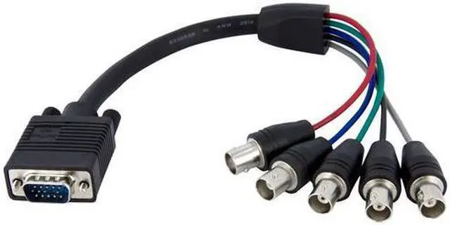 Main image of 1 ft Coax HD15 VGA to 5 BNC RGBHV Monitor Cable - M/F