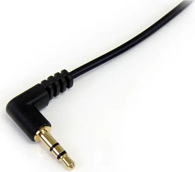 Alt view image 3 of 3 - 1 ft Slim 3.5mm to Right Angle Stereo Audio Cable - M/M Cord Lead 30cm