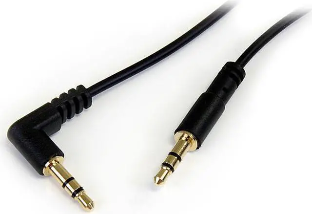 Main image of 1 ft Slim 3.5mm to Right Angle Stereo Audio Cable - M/M Cord Lead 30cm