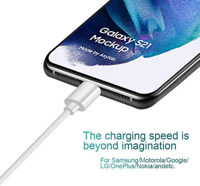 Alt view image 4 of 7 - 3 Pack USB A To Type C Charging Cable Power Cord Data Sync Lead For Google Pixel 3 4 5 6 7 Pro 7a 6a 5a 4a Fold XL XXL White 5 ft.