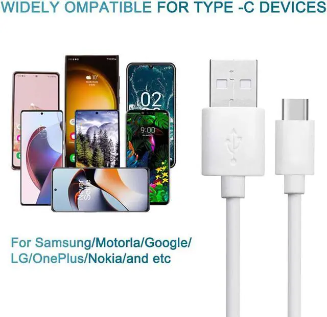 Alt view image 2 of 7 - 3 Pack USB A To Type C Charging Cable Power Cord Data Sync Lead For Google Pixel 3 4 5 6 7 Pro 7a 6a 5a 4a Fold XL XXL White 5 ft.