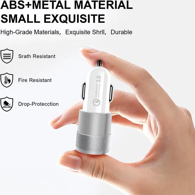 Alt view image 4 of 7 - Fast USB + Type C Car Charger Power Adapter & USB-C To USB-C Charging Cable For iPhone 15 Pro Max Plus / Samsung Galaxy S23 S22 Ultra 5G S23+ A54 A34 A14 A03s /Google 8 7 6 Pro 8a 7a White 3 ft.