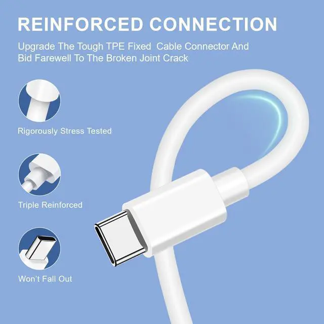 Alt view image 6 of 7 - Fast USB + Type C Car Charger Power Adapter & USB-C To USB-C Charging Cable For iPhone 15 Pro Max Plus / Samsung Galaxy S23 S22 Ultra 5G S23+ A54 A34 A14 A03s /Google 8 7 6 Pro 8a 7a White 3 ft.
