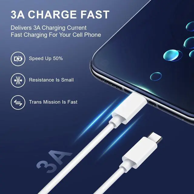 Alt view image 5 of 7 - Fast USB + Type C Car Charger Power Adapter & USB-C To USB-C Charging Cable For iPhone 15 Pro Max Plus / Samsung Galaxy S23 S22 Ultra 5G S23+ A54 A34 A14 A03s /Google 8 7 6 Pro 8a 7a White 3 ft.