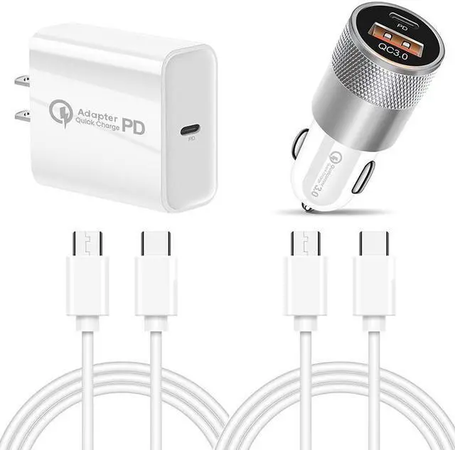 Main image of Fast PD Wall Charger & USB + Type C Car Charge & 2 Pack USB-C Charging Cable For iPhone 15 Pro Max Plus / Samsung Galaxy S23 S22 Ultra 5G S23+ A54 A34 A14 A03s / Google 8 7 6 Pro 8a 7a White 3 ft.