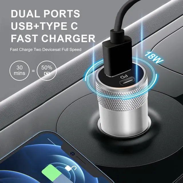 Alt view image 4 of 7 - Fast PD Wall Charger & USB + Type C Car Charge & 2 Pack USB-C Charging Cable For iPhone 15 Pro Max Plus / Samsung Galaxy S23 S22 Ultra 5G S23+ A54 A34 A14 A03s / Google 8 7 6 Pro 8a 7a White 3 ft.