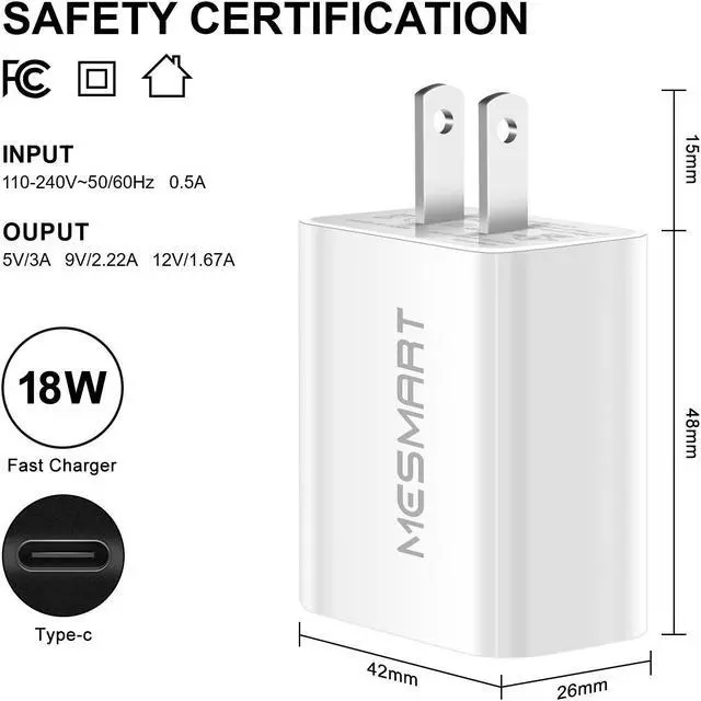 Alt view image 6 of 7 - Fast USB C Wall Charger Type C PD Power Adapter Block US Plug For MacBook Pro/Air, iPad Pro, Galaxy S20/S10,Note 20/10,iPhone 15 14 13 12 11 Pro Max,Pixel 8 7 6 Pro White