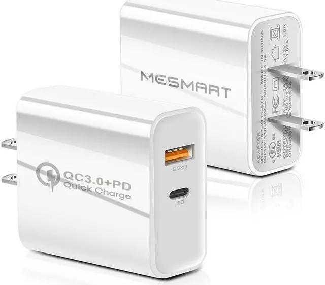 Main image of 35W USB C Wall Charger Block, 2-Pack 2Port PD+QC Fast Power Adapter, Type C Charging Brick Cube Plug for iPhone 11/12/13/14/Pro Max, SE/XS/XR/X, iPad/AirPods Pro, Samsung, Google, Tablet, Android