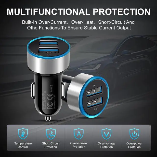 Alt view image 5 of 7 - USB Car Charger Power Adapter 2 Ports Charging Plug For Samsung Galaxy S23 S22 S21 Ultra 5G S23+ A54 A23 A14 A03s /Moto G7 G6 / LG Stylo 6/5/4 /Google Pixel 8 7 6 Pro 7a 6a/Nokia/OnePlus