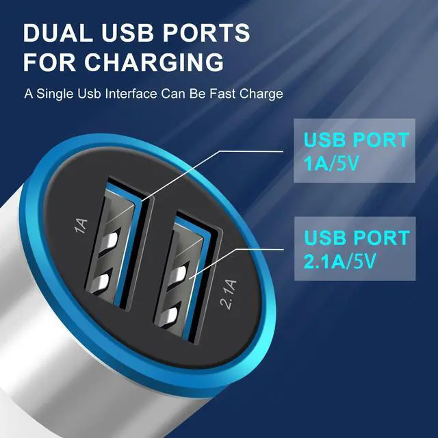 Alt view image 6 of 7 - USB Car Charger Power Adapter 2 Ports Charging Plug For Samsung Galaxy S23 S22 S21 Ultra 5G S23+ A54 A23 A14 A03s /Moto G7 G6 / LG Stylo 6/5/4 /Google Pixel 8 7 6 Pro 7a 6a/Nokia/OnePlus