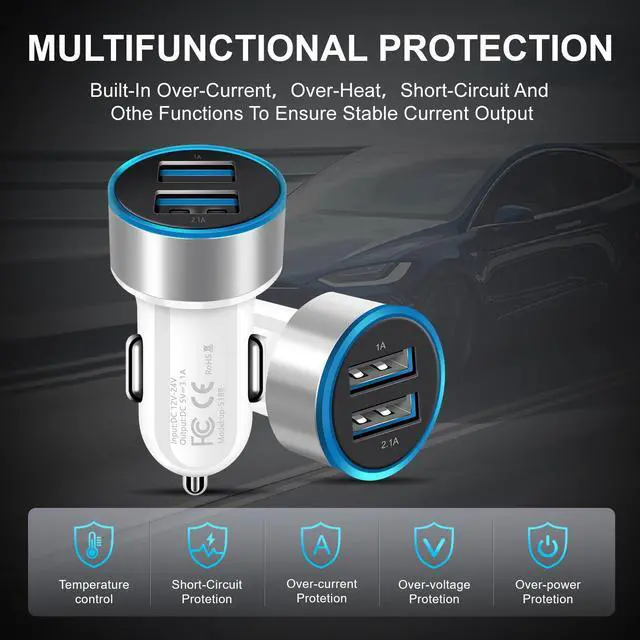 Alt view image 5 of 7 - USB Car Charger Power Adapter 2 Ports Charging Plug For Samsung Galaxy S23 S22 S21 Ultra 5G S23+ A54 A23 A14 A03s /Moto G7 G6 / LG Stylo 6/5/4 /Google Pixel 8 7 6 Pro 7a 6a/Nokia/OnePlus