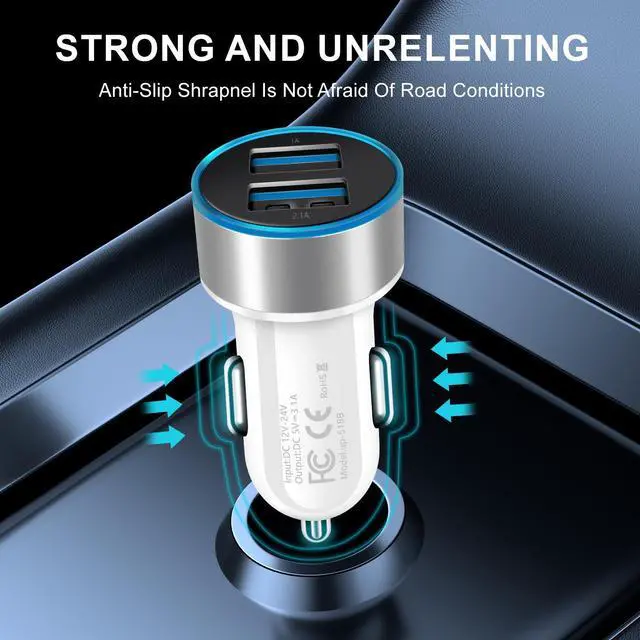 Alt view image 7 of 7 - USB Car Charger Power Adapter 2 Ports Charging Plug For Samsung Galaxy S23 S22 S21 Ultra 5G S23+ A54 A23 A14 A03s /Moto G7 G6 / LG Stylo 6/5/4 /Google Pixel 8 7 6 Pro 7a 6a/Nokia/OnePlus