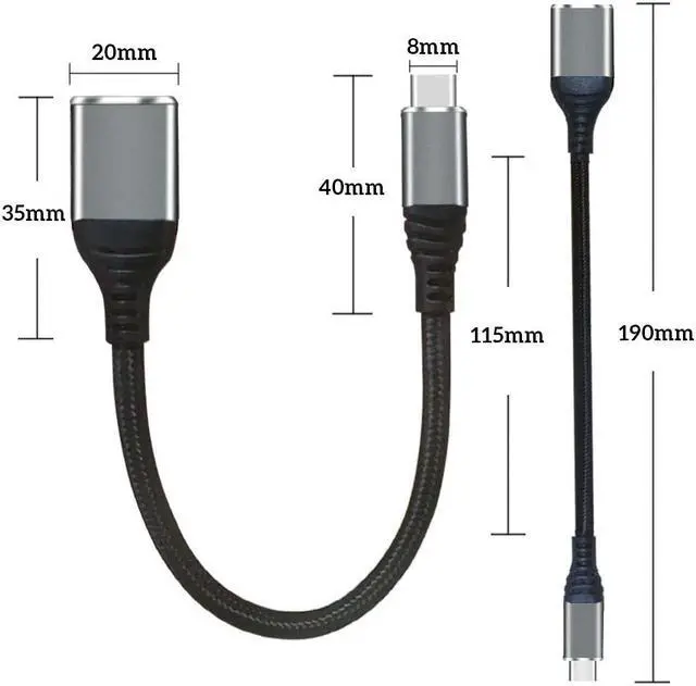 Alt view image 2 of 7 - USB Type C to USB Adapter OTG Cable USB-C Male to USB-A Female Compatible with iPhone 15, MacBook Pro, iPad, Pixelbook, Dell, Surface, Lenovo,Samsung Galaxy Note 8, S8 S8+ S9, iPad Pro 2018, Nexus 6P