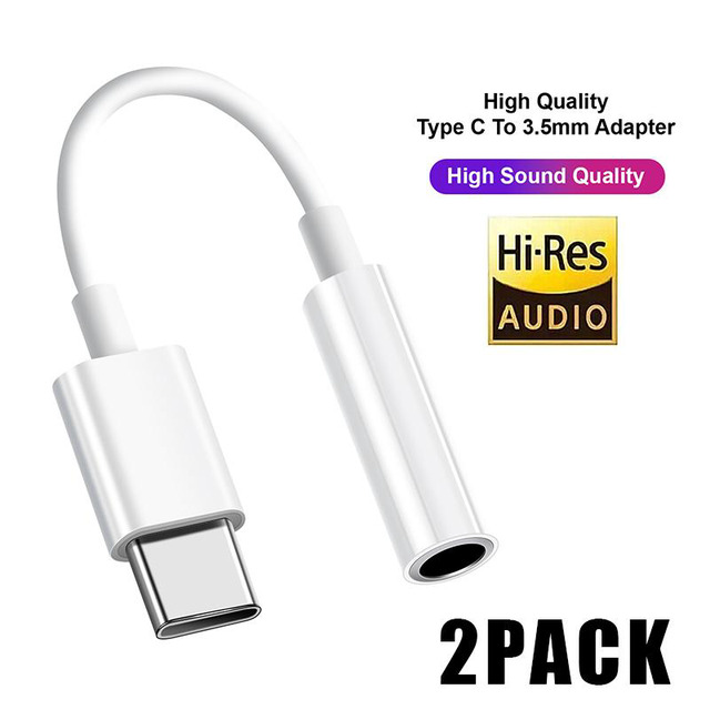 (2 Pack) USB C To 3.5mm AUX Adapter – Type C Headphone Jack Cable For Android Phones