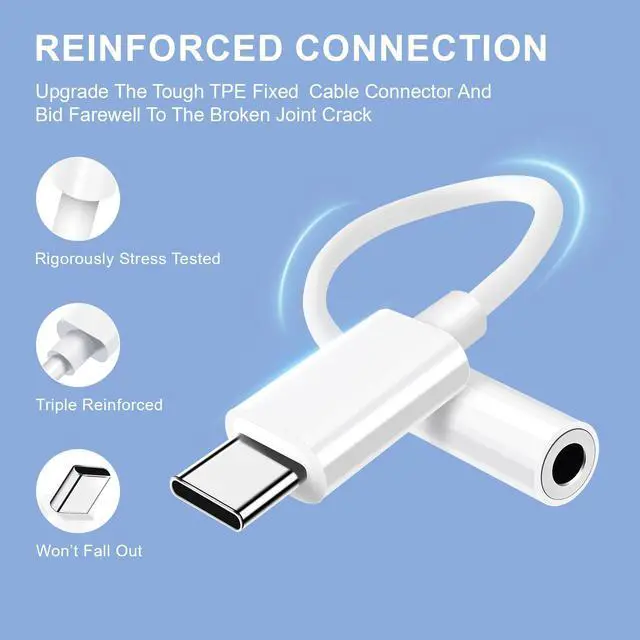 Alt view image 4 of 7 - 2 Pack USB C to 3.5mm Headphone Jack Adapter USB Type C to Aux Audio Dongle Cable Cord Compatible with iPhone 15/15 Plus/15 Pro/15 Pro Max, iPad Pro, MacBook, Galaxy S23 S22 Ultra, Pixel XL White
