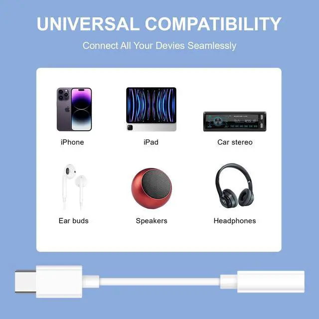Alt view image 5 of 7 - 2 Pack USB C to 3.5mm Headphone Jack Adapter USB Type C to Aux Audio Dongle Cable Cord Compatible with iPhone 15/15 Plus/15 Pro/15 Pro Max, iPad Pro, MacBook, Galaxy S23 S22 Ultra, Pixel XL White