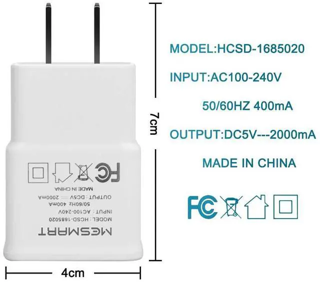 Alt view image 3 of 7 - Mesmart Wholesale White 2A USB Wall Charger Plug Home Power Adapter For Samsung Galaxy S9 S9+ S8 S8+ S10 S10+ S20 S20+ S21 S22 S23 S24 S25 Ultra FE 5G Note 10 Note 9 Note 8 Z Flip6 Z Fold6 A03s A55