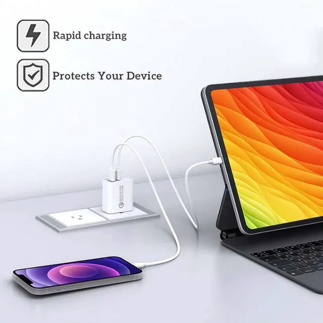 Alt view image 3 of 7 - Mesmart 100 Pcs US 2 Port Fast Quick Charge QC 3.0 USB Hub Wall Home Charger Power Adapter White Wholesale Bulk Lot For Apple iPhone 16 15 14 13 12 Pro Max,Galaxy S25/S24,Pixel 9 8 7 Pro,LG,Motorola