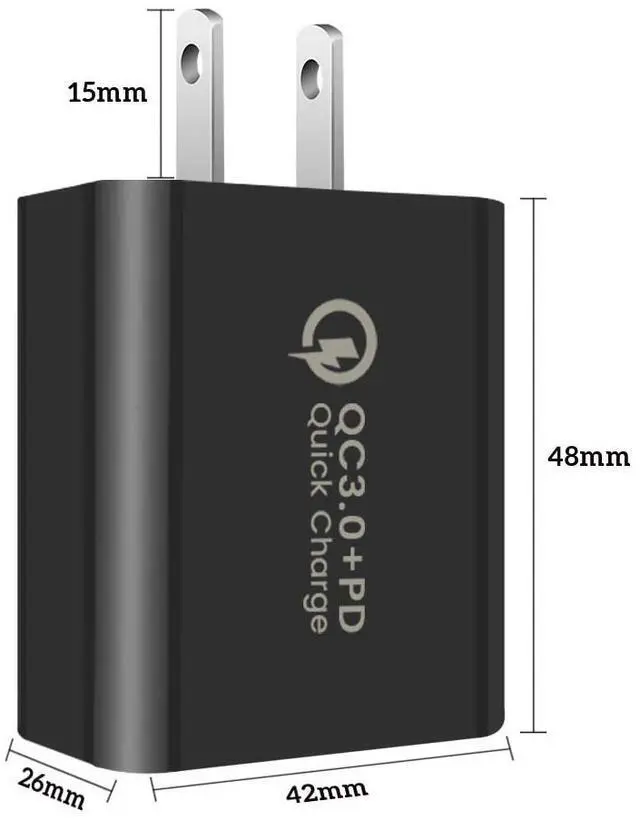 Alt view image 6 of 6 - Mesmart 100 Pack 2025 Upgrade Black US Plug Quick Charge Home Wall Charger USB+Type C PD QC3.0 Power Adapter For Motorola Edge (2025) Edge 60 Pro Edge 60 ,Motorola Moto G Power (2025) For OnePlus 13s
