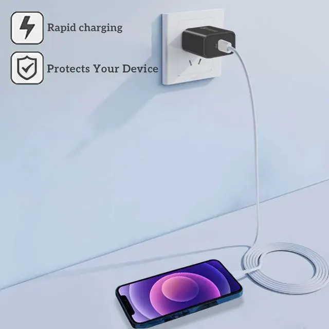 Alt view image 3 of 6 - Mesmart Fast Wall Charger with Type C Cable 3ft, Type C Wall Charging Block Adapter and Android Phone Charger Cord Cable for Samsung Galaxy S24 Ultra/S24+/S24 Plus/S25/S24/S23/S22/S21/Note 20/Note10+