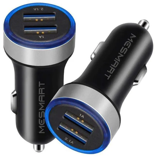 Alt view image 6 of 7 - Mesmart  2 Pack US LED Car Charger 3.1A Fast Charge Dual Port USB Lighter Adapter for iPhone 16 15 14 13 12 11 Pro Max X XR XS 8 Plus 6s, iPad, Samsung Galaxy S25 S24 S23 S22 S21 S10 Plus Z Fold Flip7