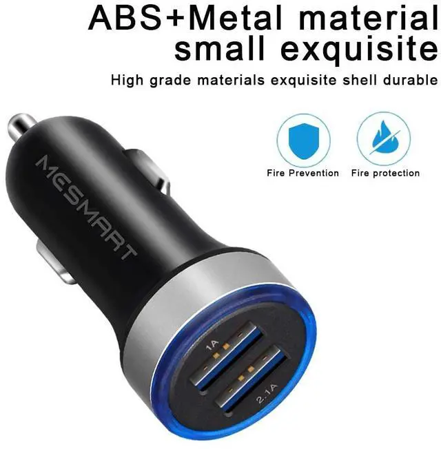 Alt view image 7 of 7 - Mesmart  2 Pack US LED Car Charger 3.1A Fast Charge Dual Port USB Lighter Adapter for iPhone 16 15 14 13 12 11 Pro Max X XR XS 8 Plus 6s, iPad, Samsung Galaxy S25 S24 S23 S22 S21 S10 Plus Z Fold Flip7