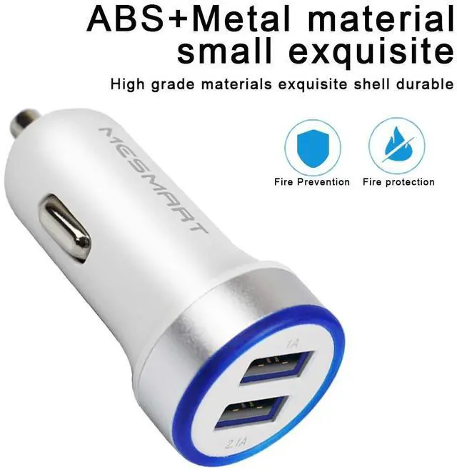 Alt view image 7 of 7 - Mesmart US 2 Pack Fast 18W Car Charger Adapter, 3.1A LED Cigarette Lightter USB Car Charger Dual USB Ports Fit for iPhone 16 15 14 13 12 Pro Max 8 Plus XR Samsung Galaxy S25/24/23/22/21/10, iPad