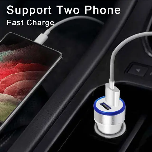 Alt view image 2 of 7 - Mesmart US 2 Pack Fast 18W Car Charger Adapter, 3.1A LED Cigarette Lightter USB Car Charger Dual USB Ports Fit for iPhone 16 15 14 13 12 Pro Max 8 Plus XR Samsung Galaxy S25/24/23/22/21/10, iPad