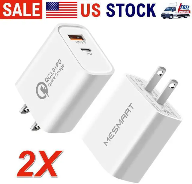 Main image of MESMART 2 Pack USB C Charger Block 20W Dual Port USB C Wall Charger Plug Fast Charging Block Adapter USB A+C  Quick Charging Brick Plug for iPhone 16E/16 Pro Max/16Plus/16/15/14/13/12/11/XS,iPad Pro
