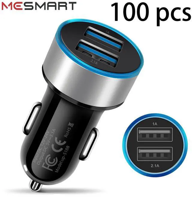 Alt view image 6 of 7 - Mesmart 100 Piece 2026 Upgrade US USB Car Charger 18 Watt Dual USB-C Car Charger Adapter Fast Charge Cigarette Lighter Adapter for iPhone 17/16/15/14/13/12/11/Pro Max iPad Samsung