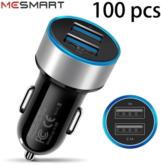 Alt view image 2 of 7 - Mesmart 50 Piece 2026 Upgrade US USB Car Charger 20 Watt Dual USB-C Car Charger Adapter Fast Charge Cigarette Lighter Adapter for iPhone 17/16/15/14/13/12/Pro Max iPad Samsung