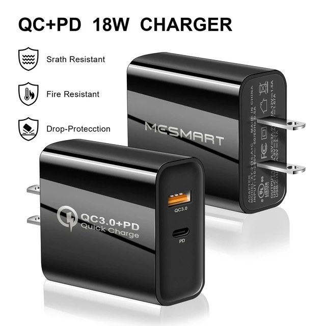 Alt view image 3 of 6 - Fast USB C Wall Charger Type C 2 Ports PD QC3.0 Quick Power Adapter Block US Plug For iPad Pro, Apple Watch,iPhone 15 14 13 12 11 Pro Max,Galaxy S23/S22,Note 20/10,Pixel 8 7 6 Pro,LG,Motorola,OnePlus